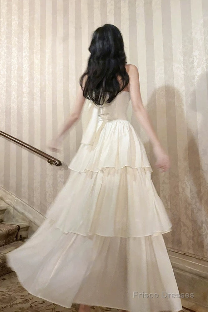 Pretty A Line Ruffles Ankle Length White Evening Dress Prom Dresses Secondary image