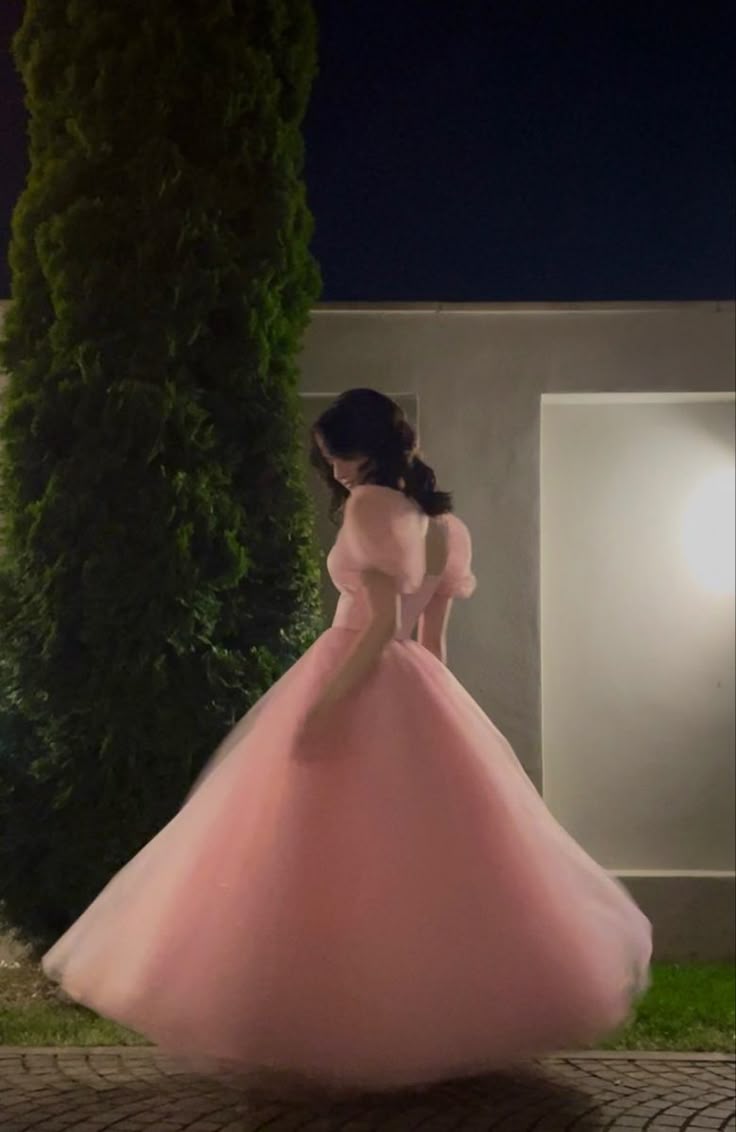 Pretty A Line Short Sleeves Pink Tulle Long Prom Dresses Formal Evening Dress Secondary image