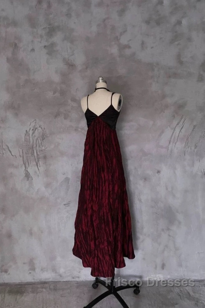 Pretty A Line Spaghetti Straps Burgundy Long Formal Prom Dress Birthday Dress For Women Secondary image