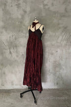 Pretty A Line Spaghetti Straps Burgundy Long Formal Prom Dress Birthday Dress For Women