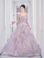 Pretty A Line Spaghetti Straps Pink Floral Long Length Evening Dress Formal Prom Dress