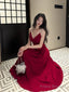 Pretty A Line Spaghetti Straps Red Knee Length Prom Dresses Evening Gowns Birthday Dress