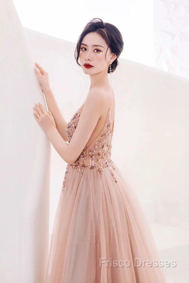 Pretty A Line Spaghetti Straps Tulle Long Length Formal Dress Formal Prom Dress