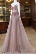 Pretty A Line Spaghetti Straps Tulle Long Length Formal Dress Formal Prom Dress