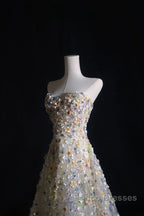 Pretty A Line Sweetheart Tulle Floral Long Formal Prom Dress Evening Gowns