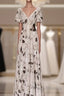 Pretty A Line V Neckline Floral Long Formal Prom Dress Birthday Dress For Women