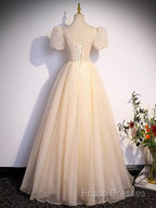 Pretty A Line V Neckline Short Sleeves Long Formal Party Dress Formal Prom Dress