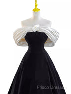 Pretty Ball Gown Off The Shoulder Black Velvet Formal Party Dress Formal Prom Dress With Flower