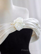 Pretty Ball Gown Off The Shoulder Black Velvet Formal Party Dress Formal Prom Dress With Flower