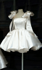 Pretty Ball Gown Spaghetti Straps Pink Satin Short Mini Formal 8Th Grade Homecoming Dress Summer Middle School Hoco Dresses Birthday Outfits