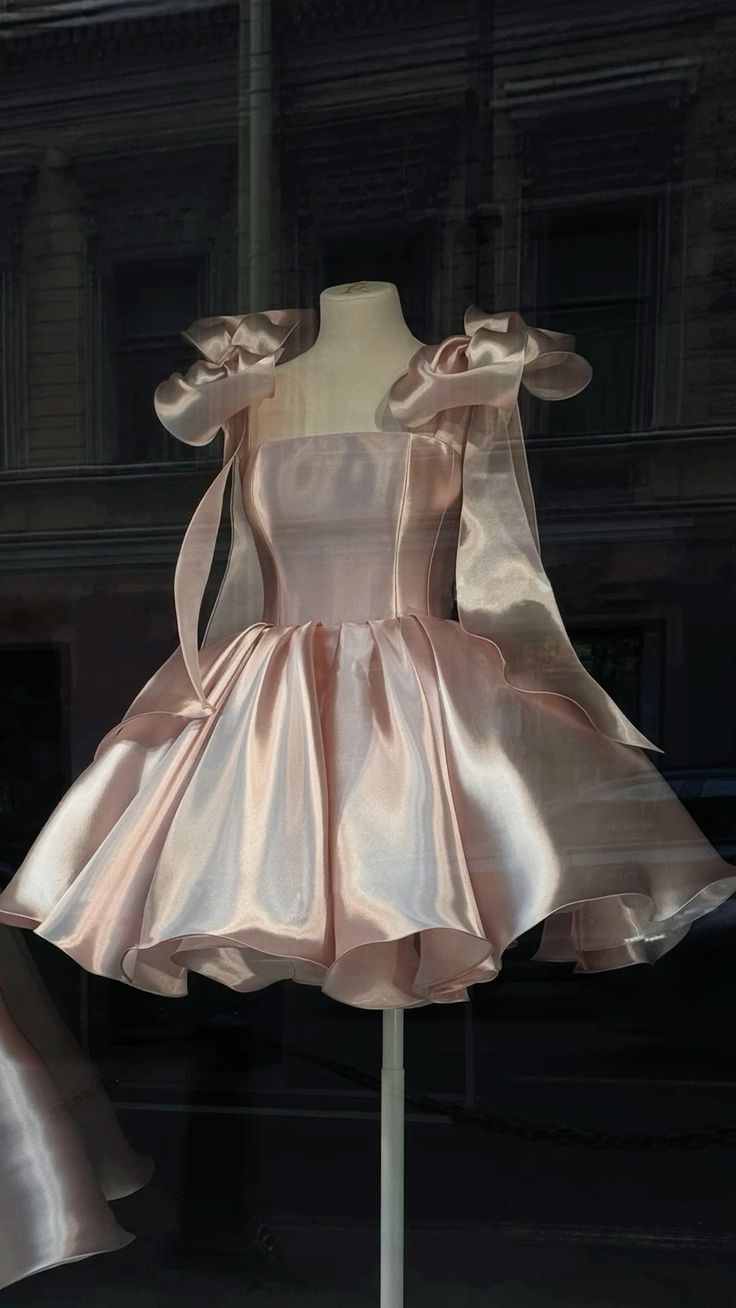 Pretty Ball Gown Spaghetti Straps Pink Satin Short Mini Formal 8Th Grade Homecoming Dress Summer Middle School Hoco Dresses Birthday Outfits Main image