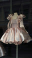 Pretty Ball Gown Spaghetti Straps Pink Satin Short Mini Formal 8Th Grade Homecoming Dress Summer Middle School Hoco Dresses Birthday Outfits