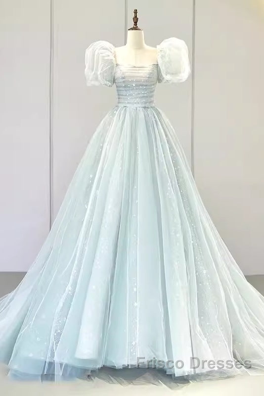 Pretty Ball Gown Square Neckline Short Sleeves Long Evening Party Dress Formal Prom Dress Secondary image