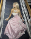 Pretty Ball Gown Strapless Pink Long Satin Prom Dresses Formal Evening Dress