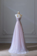 Pretty Ball Gown Sweetheart Pink Floral Tulle Long Formal Prom Dress Evening Gowns