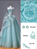 Pretty Ball Gown Sweetheart Tulle Green Long Evening Dress Prom Dresses With Ruffles