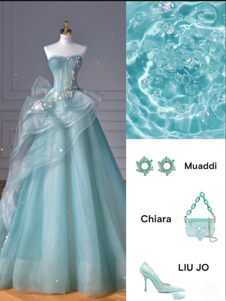 Pretty Ball Gown Sweetheart Tulle Green Long Evening Dress Prom Dresses With Ruffles