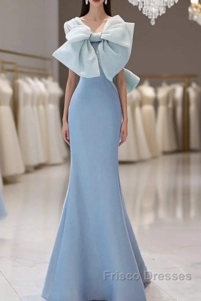 Pretty Mermaid Blue Satin Long Evening Dress Formal Prom Dress Main image