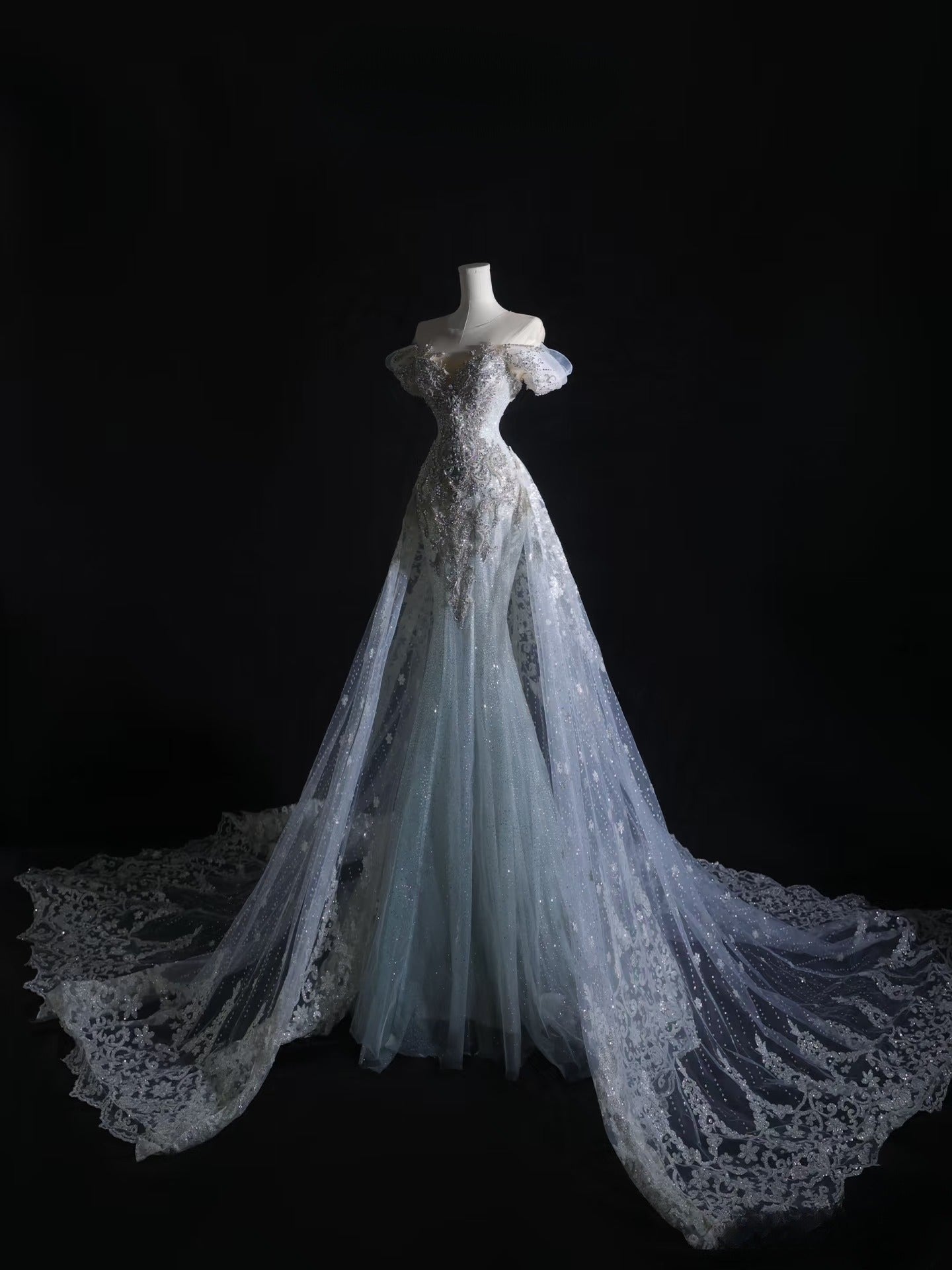 Pretty Mermaid Off The Shoulder Beads Long Prom Dresses Formal Evening Dress Secondary image
