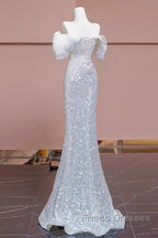 Pretty Mermaid Off The Shoulder Sequin Long Evening Party Dress Formal Prom Dress