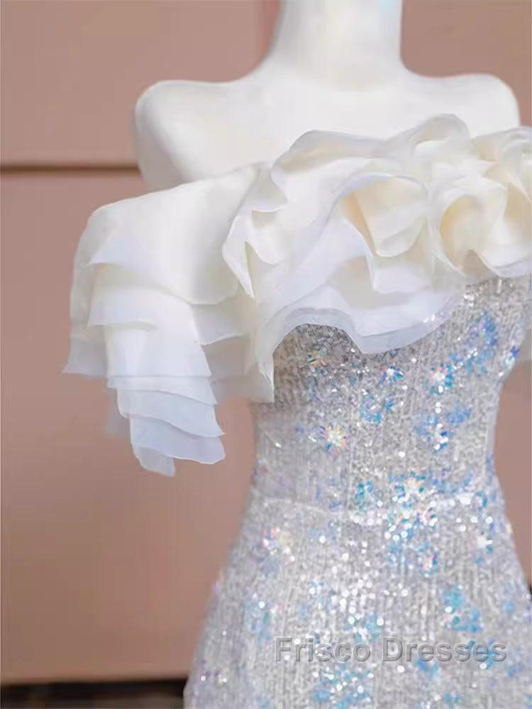 Pretty Mermaid Off The Shoulder Sequin Long Evening Party Dress Formal Prom Dress