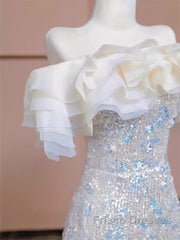 Pretty Mermaid Off The Shoulder Sequin Long Evening Party Dress Formal Prom Dress