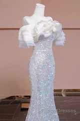 Pretty Mermaid Off The Shoulder Sequin Long Evening Party Dress Formal Prom Dress