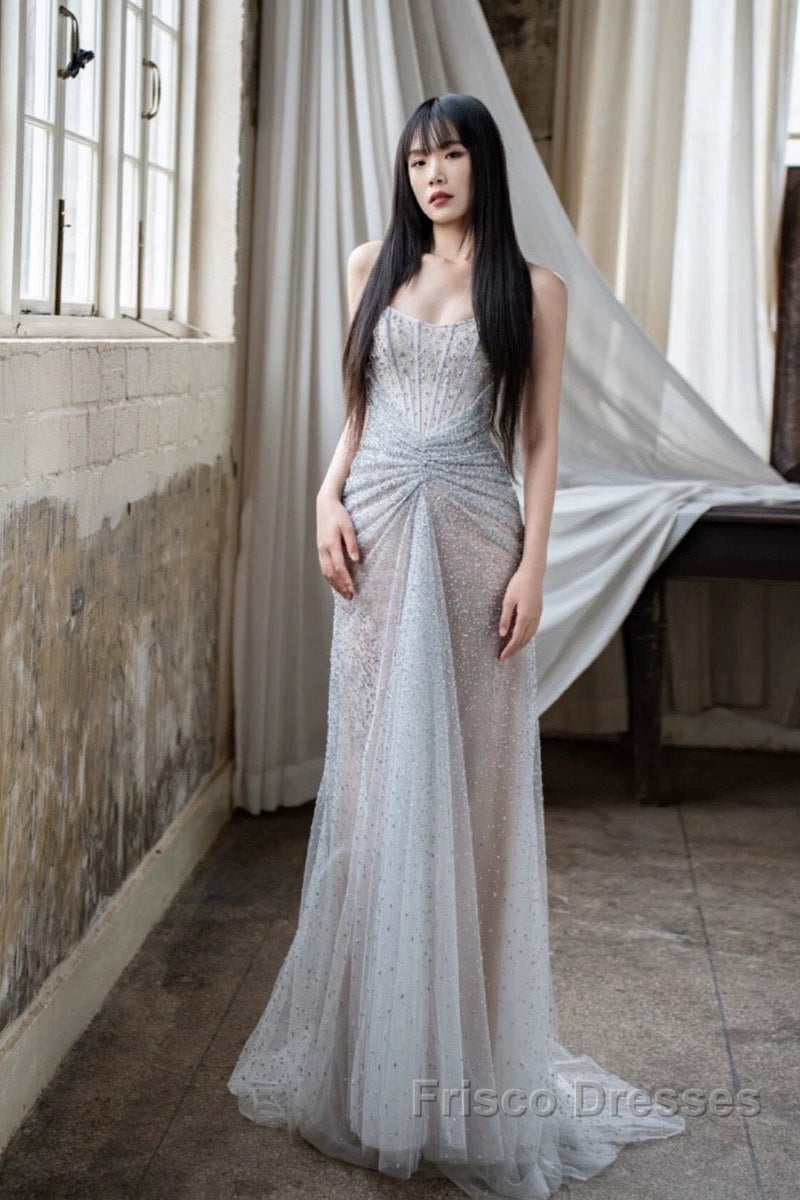 Pretty Mermaid Off The Shoulder Silver Sequin Evening Dress Formal Prom Dress