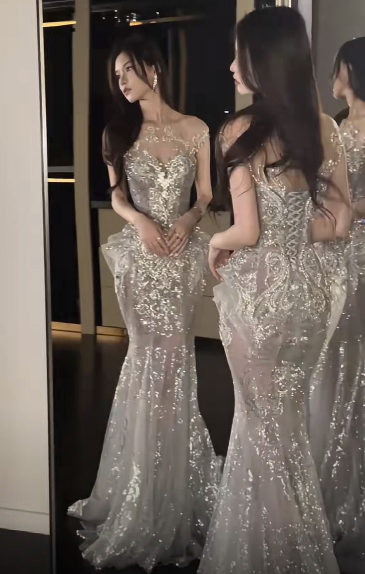 Pretty Mermaid Sequin Long Prom Dresses Sequin Party Dress Main image