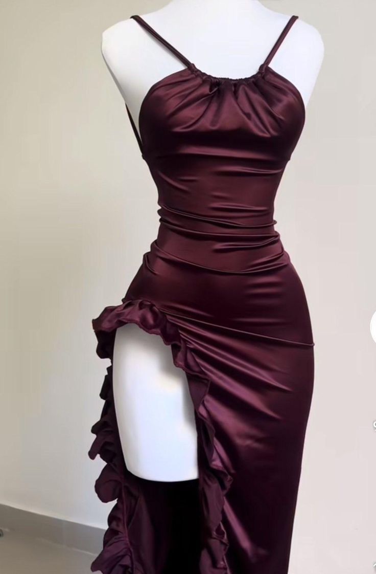 Pretty Mermaid Spaghetti Straps Burgundy Backless Prom Dresses Party Dress Secondary image