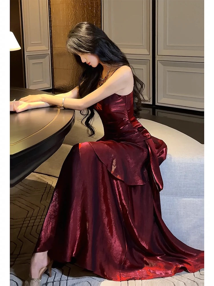 Pretty Mermaid Spaghetti Straps Olive Green Long Prom Dresses Evening Gowns