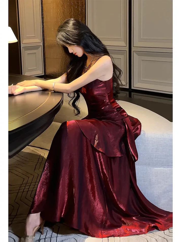 Pretty Mermaid Spaghetti Straps Olive Green Long Prom Dresses Evening Gowns
