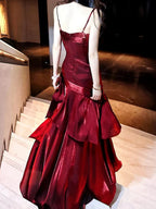 Pretty Mermaid Spaghetti Straps Olive Green Long Prom Dresses Evening Gowns