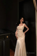 Pretty Mermaid Square Neckline White Date Night Dress Prom Dresses Birthday Party Outfit