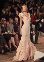 Pretty Mermaid V Neckline Long Chiffon Prom Dresses Evening Dress
