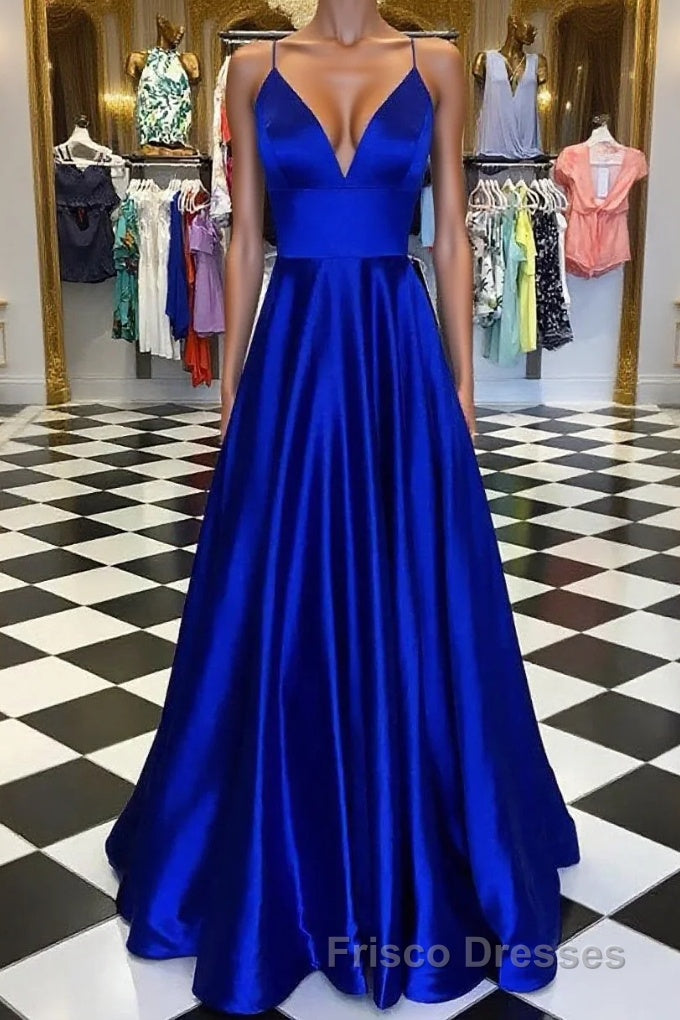 Pretty Royal Blue A-line Spaghetti Straps Formal Prom Dress, Evening Dress Main image