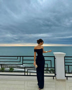 Pretty Sheath Off The Shoulder Black Long Prom Dresses Party Dress