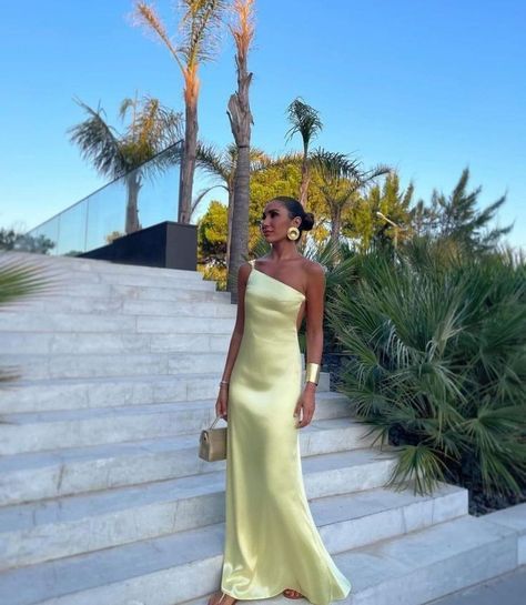 Pretty Sheath One Shoulder Long Yellow Prom Dress Evening Dress Formal Dress Secondary image