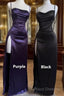 Pretty Sheath Spaghetti Straps Floor Length Ruffles Grape Slit Formal Prom Dress