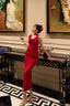 Pretty Sheath Straps Sleeveless Floral Date Night Dress Red Prom Dresses Birthday Outfits