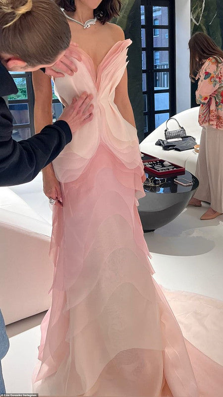 Pretty Sheath Sweetheart Floral Ombre Pink Tulle Sleeveless Evening Prom Dresses Secondary image