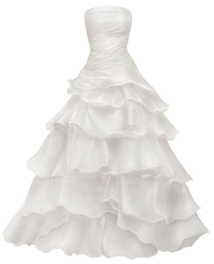Pretty Strapless A Line Ruffle Long Prom Dress White Layered Wedding Dress Main image
