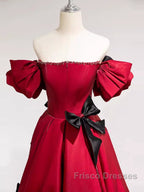 Princess A Line Off The Shoulder Party Dress Red Formal Prom Dress