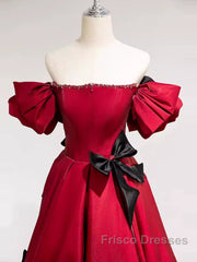 Princess A Line Off The Shoulder Party Dress Red Formal Prom Dress