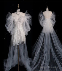 Princess A Line Off The Shoulder White Lace Short Wedding Dresses