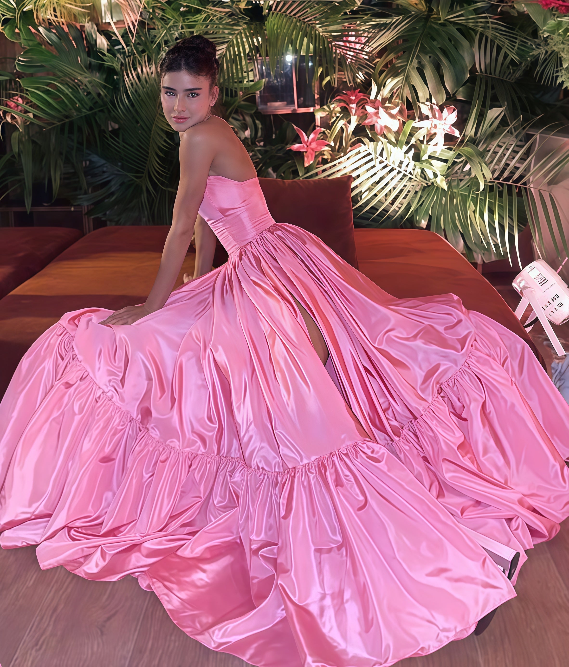 Line Pink Evening Prom Dresses, Sweet Birthday Party Dress