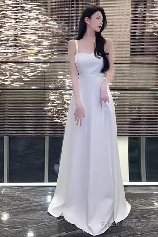 Princess A Line Straps White Long Prom Dresses Main image