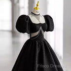 Princess Ball Gown Black Lace Long Formal Prom Dress