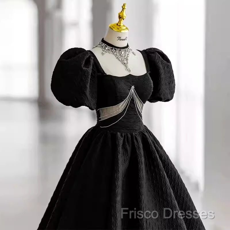 Princess Ball Gown Black Lace Long Formal Prom Dress