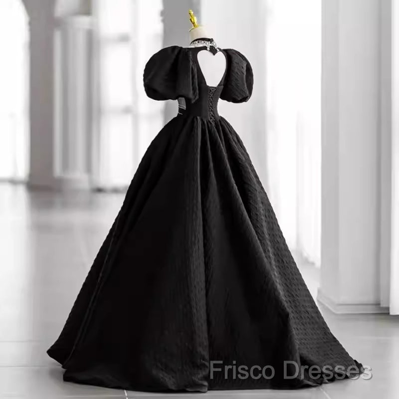 Princess Ball Gown Black Lace Long Formal Prom Dress